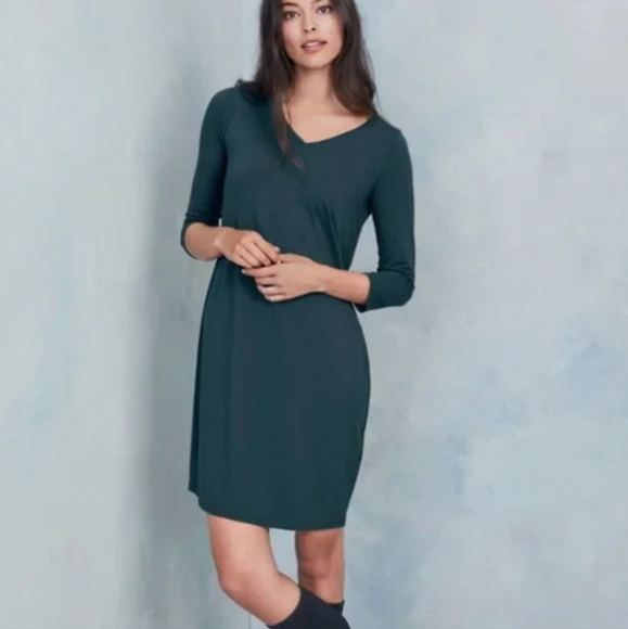 Eileen Fisher Jersey Tunic Dress in Deep Green Size Small - Picture 1 of 5